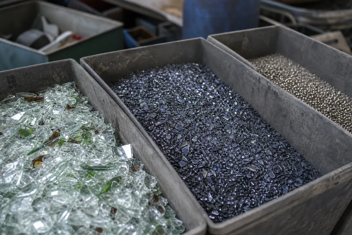Fragments de verre et de silicium issus du broyage des modules